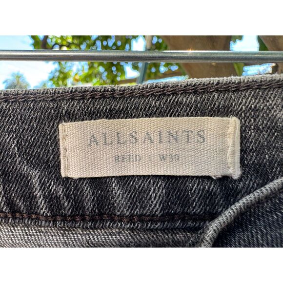 AllSaints Distressed Graine Reed Grey Black Slim Cotton Jeans Size 30 - Picture 3 of 13